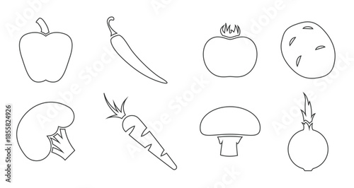  set of isolated icons on a theme vegetables