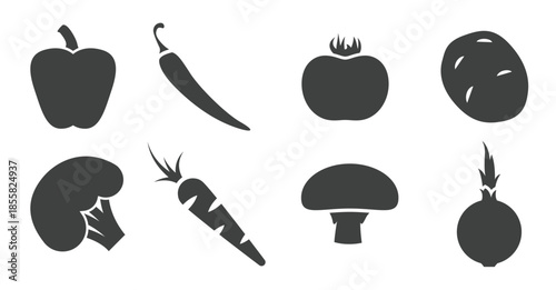 set of isolated icons on a theme vegetables