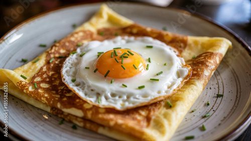 Savory Breakfast Crepe With Sunny Side Egg