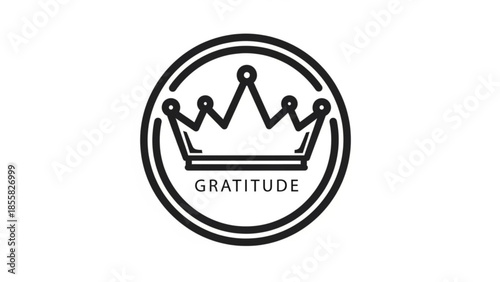 Gratitude crown icon with circle border on white background for appreciation and thankfulness