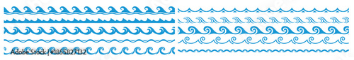 Sea and ocean blue wave line water borders