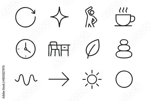Positive reset icon stretch icons leaf loop affirmation habit mindful symbol vector