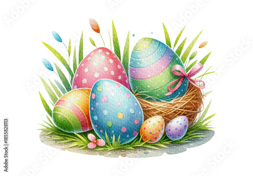 easter eggs in a basket