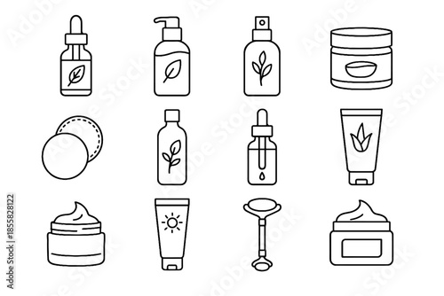 Natural pot vector cotton facial toner icons pads icon skincare soothing tube