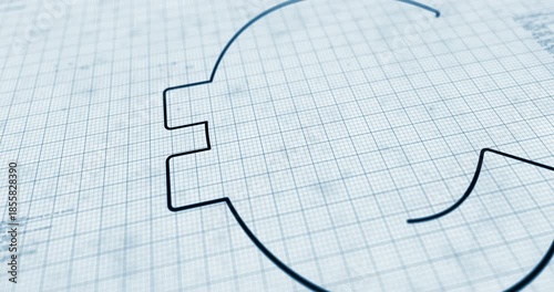 Euro EUR EU currency european money contour and outline 3d symbol on project scheme background