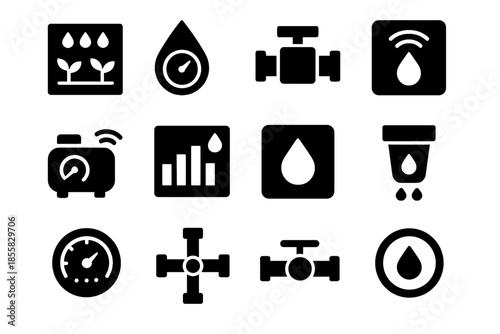 Sensor cue tile vector no icons monitor irrigation icon water gauge smart