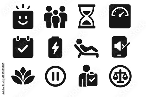 Relaxation minimalist strokes no negative tile life icon cells sterile work vector