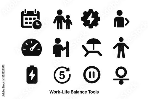 Balance uniform timer spaced rounded wellness icon work equal vector delegation life
