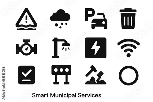 City vector smart icon evenly minimal outlines pipeline consistent tile no rounded