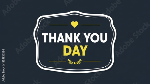 Gratitude concept with thank you day text and decorative heart on dark background