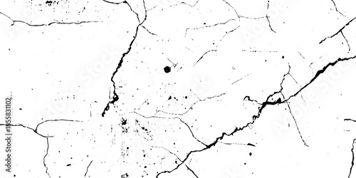 Black, white grunge dust crack, scratch concrete wall texture pattern background. Ideal for grunge background, aged surface, urban decay effect. grunge distressed overlay featuring natural split Line.