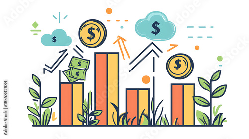 Financial Growth and Investment Success Illustrated with Bar Cha