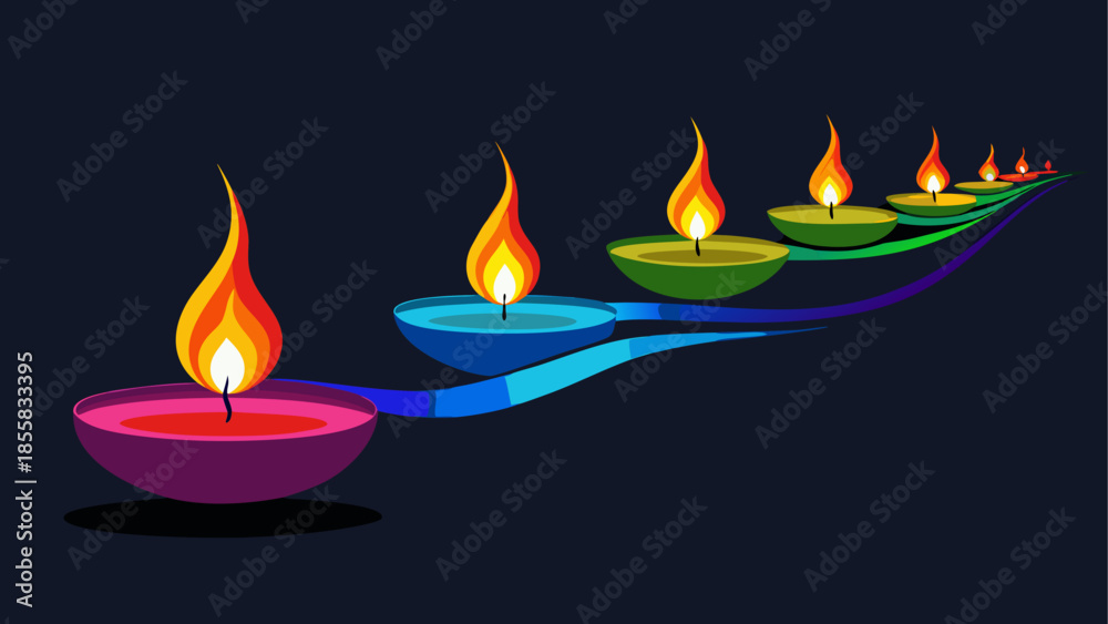 Fototapeta premium Illuminated diya line