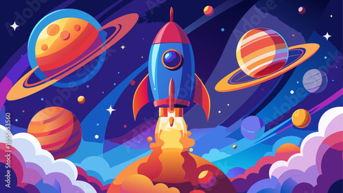 Rocket launching into outer space