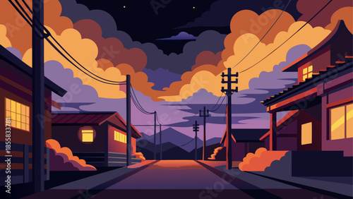 Quiet evening in suburban town