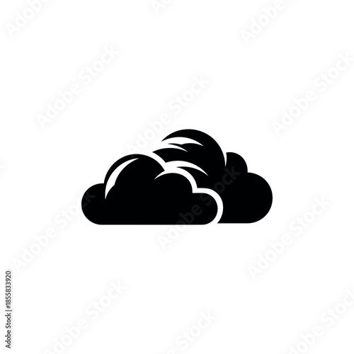 Two Merging Clouds Stencil Icon Vector