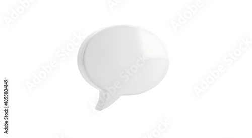 A single white speech bubble icon with a rounded shape and a pointed tail isolated on transparent background