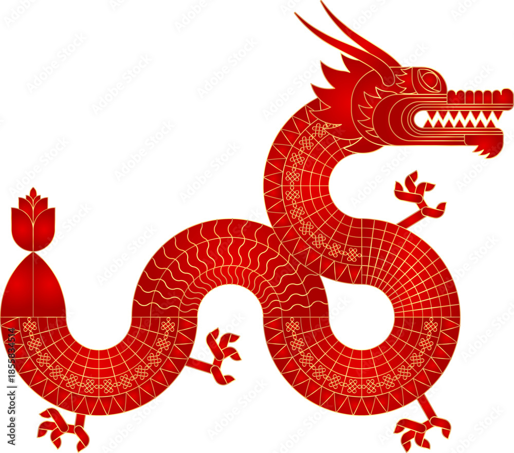 Obraz premium chinese_dragon_geometric_012.eps