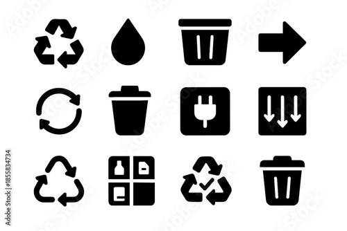 Symbol set icon space block panel negative no recycling shading vector tile