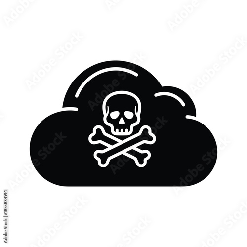Dangerous cloud with skull and crossbones symbol