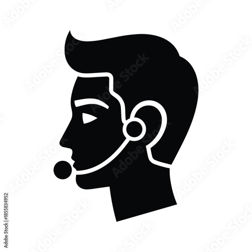 Customer service representative wearing headset