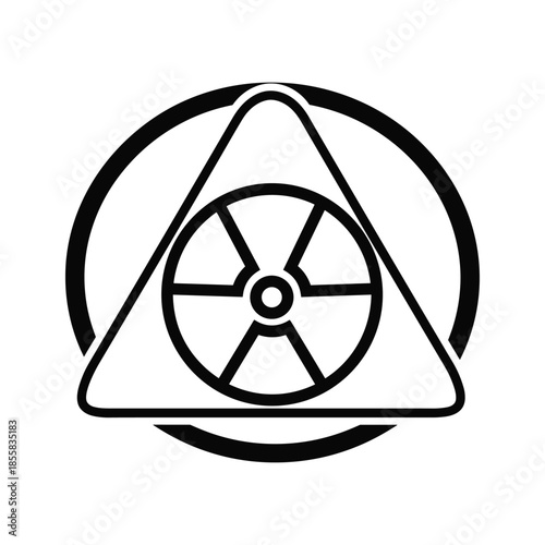 Nuclear symbol with radiation sign inside triangle