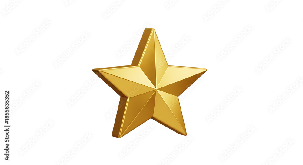 Obraz premium A single golden star shape with sharp points isolated on transparent background