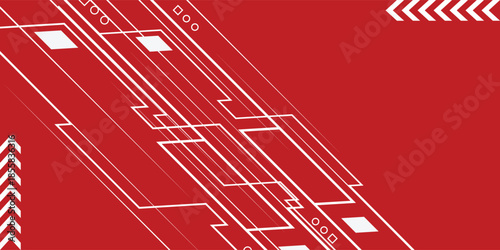 Foto creative technology red and white banner, diagonal red dynamic sporty background