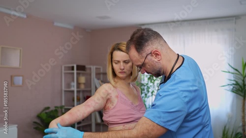 Doctor examining a patient with an allergic skin rash