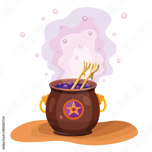 Chiken feet in the brown bowler flat vector illustration 