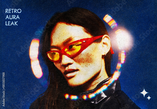 Retro Aura Leak Photo Effect Mockup