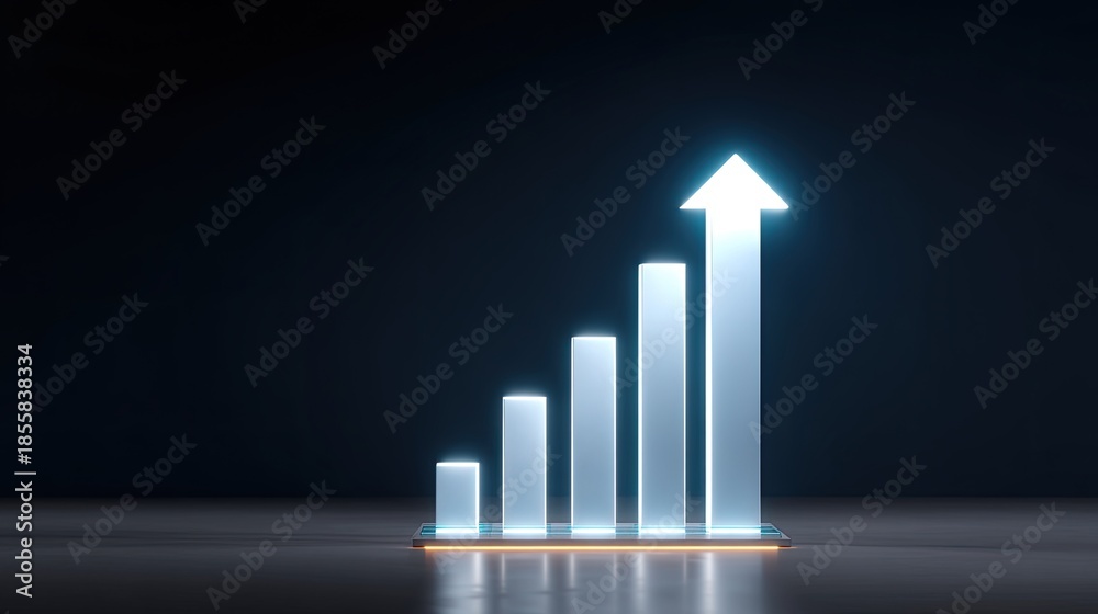 custom made wallpaper toronto digitalAbstract representation of business growth with illuminated bars and upward arrow symbolizing success, progress, and increasing profits in a digital environment