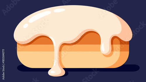 Glazed doughnut with dripping icing on dark background  