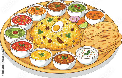 Variety of pizzas with vegetables ham and chicken on plate