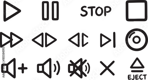 Set of music icons and buttons for web and design