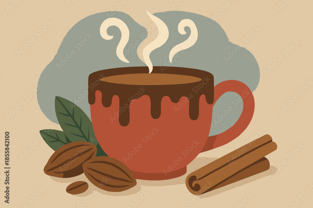 Obraz premium Chocolate cozy cyrillic grain bubbles numbers delight letters taupe no vector green