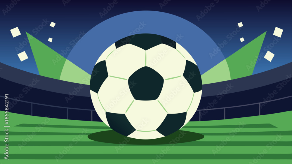 Naklejka premium Soccer ball on a stadium field