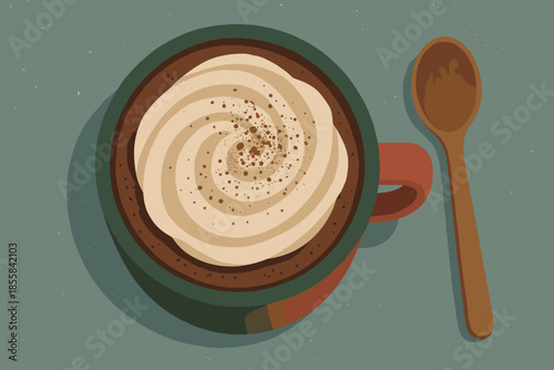 Icon vector whipped brown dust punctuation nearby labels delight cocoa green no