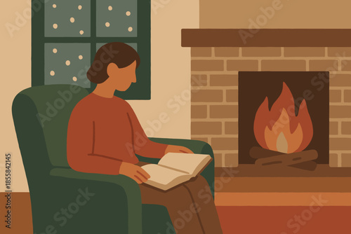 Geometric fireside no negative labels cozy style vector icon grain characters soft