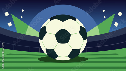 Soccer ball on a stadium field