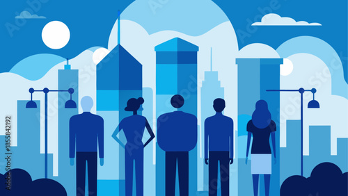 Group of people gathering in urban setting