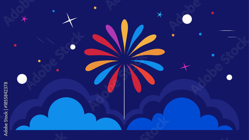 Vibrant firework display in the night sky