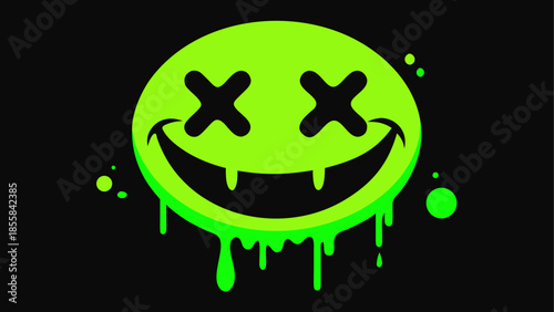 Creepy green smiley face