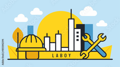 Illustrated laboy cityscape