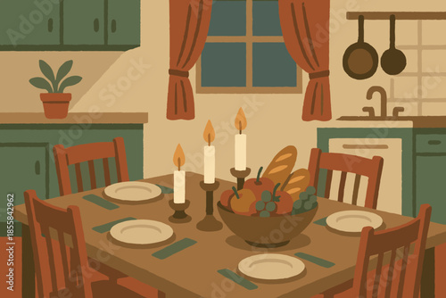 Vector flickering text setting marks ready fruit handmade table no icon festive