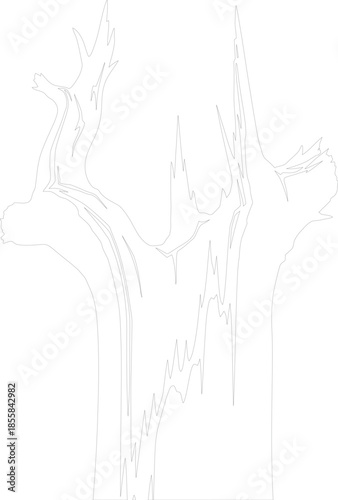 Weathered Dead Tree Stump Outline Vector Graphic Organic Nature Line Art Minimalist Design Element