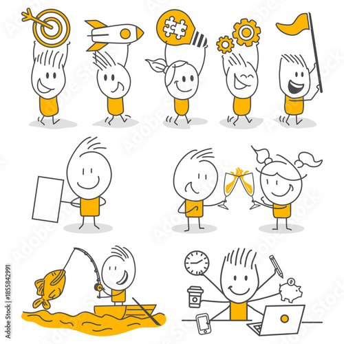 Focused professionals engaged in goal-oriented business tasks and daily life activities with a determined mindset.