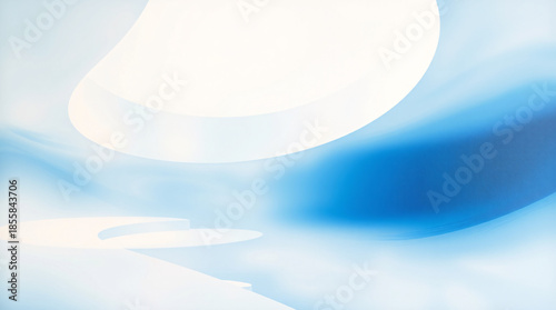 Futuristic Abstract White and Blue Background with Smooth Flowing Curves and Modern Minimal Architectural Design