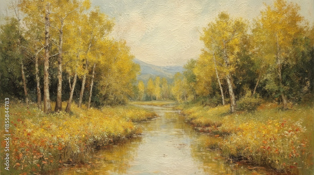 Obraz premium Vibrant Textured Landscape Painting for Home and Office Decor