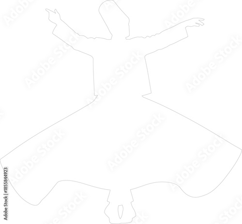 Whirling Dervish Semazen Outline Vector Icon Minimalist Spiritual Dance Symbol